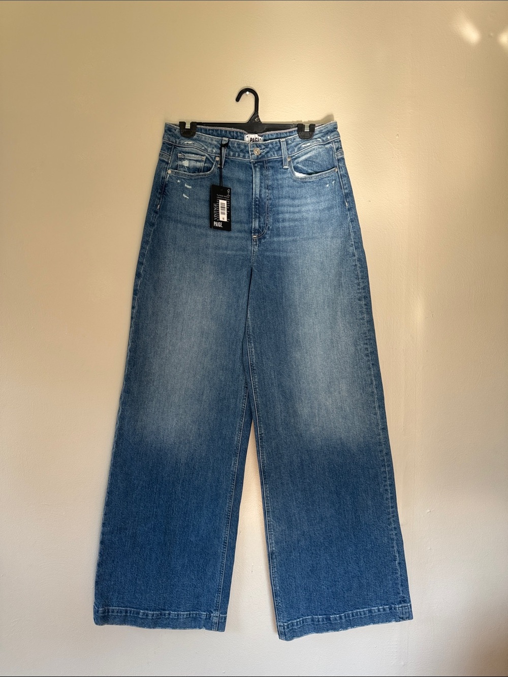 NWT PAIGE Harper Wide Leg Jeans in Art Piece Distressed 31 - Picture 1 of 7